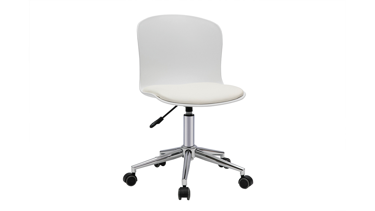 Sedia da ufficio design con rotelle in polipropilene bianco e metallo cromato ARISTA