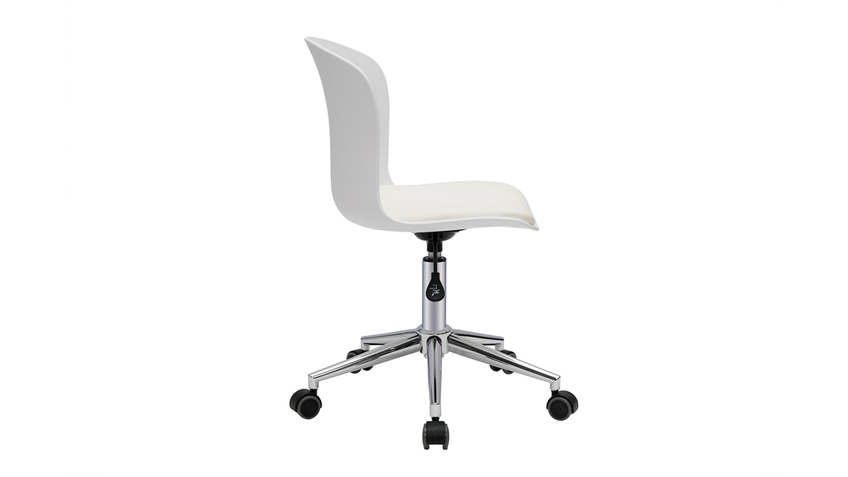 Sedia da ufficio design con rotelle in polipropilene bianco e metallo cromato ARISTA
