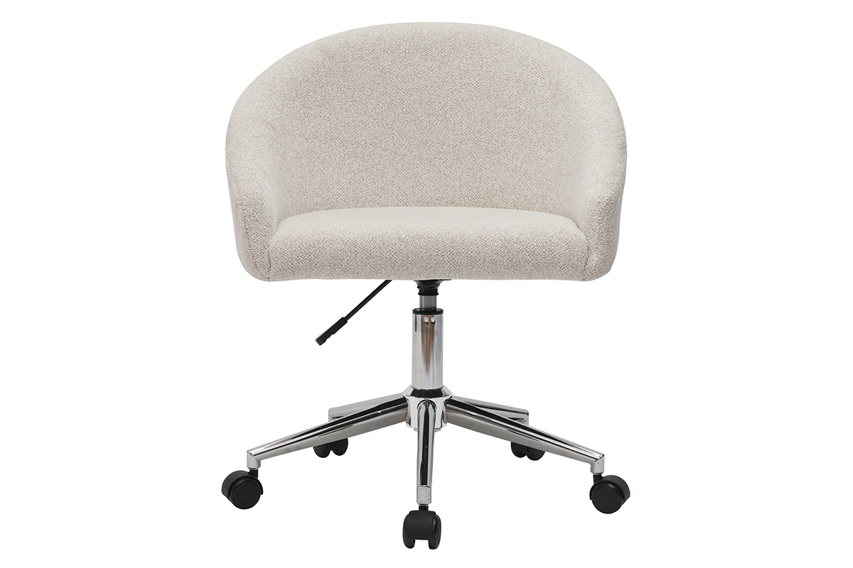 Sedia da ufficio design con rotelle in tessuto velluto ciniglia beige RAVEN