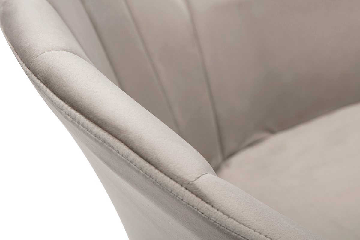 Sedia da ufficio design con rotelle velluto color talpa e metallo cromato MILLY
