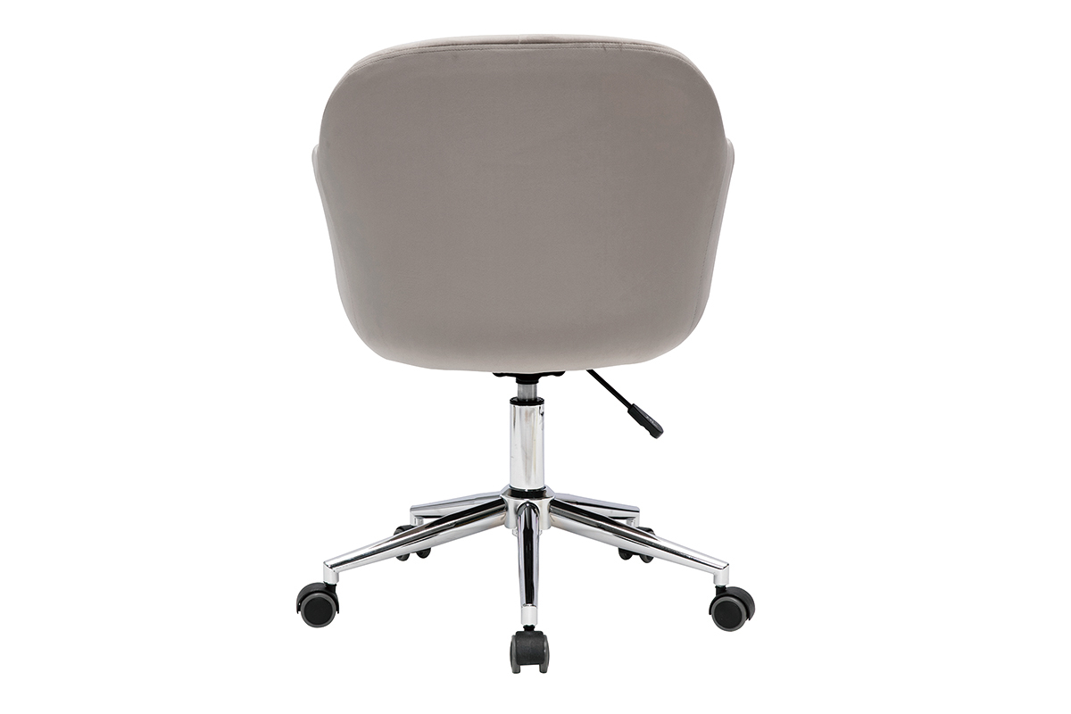 Sedia da ufficio design con rotelle velluto color talpa e metallo cromato MILLY