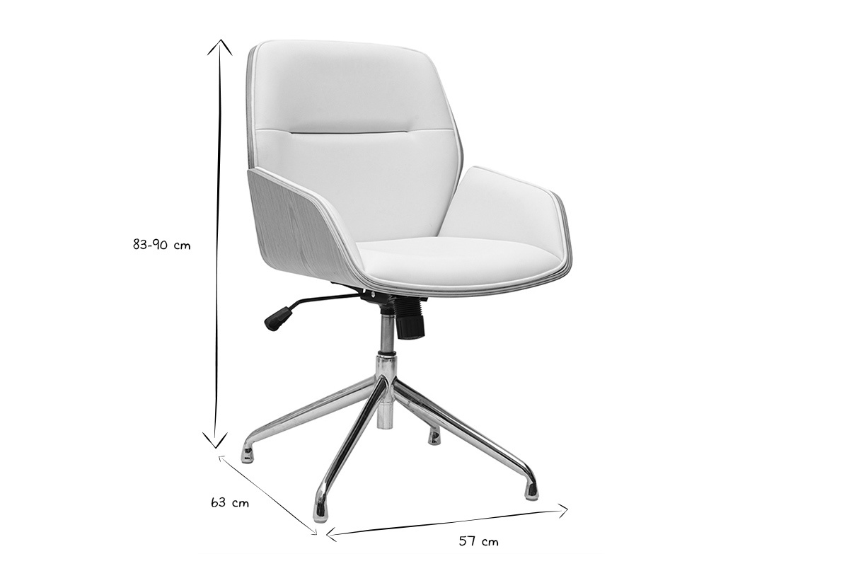 Sedia da ufficio design MARLOW in nero e bianco con dimensioni 83-90x63x57 cm.