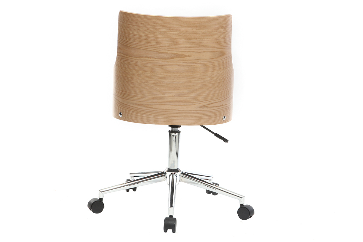 Sedia da ufficio design in poliuretano Bianco e legno chiaro MAYOL