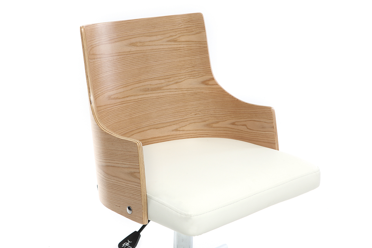 Sedia da ufficio design in poliuretano Bianco e legno chiaro MAYOL