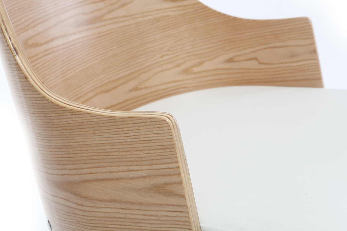 Sedia da ufficio design in poliuretano Bianco e legno chiaro MAYOL
