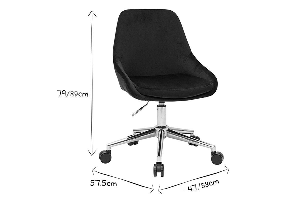 Sedia da ufficio design regolabile in tessuto velluto nero e acciaio cromato 360� HOLO