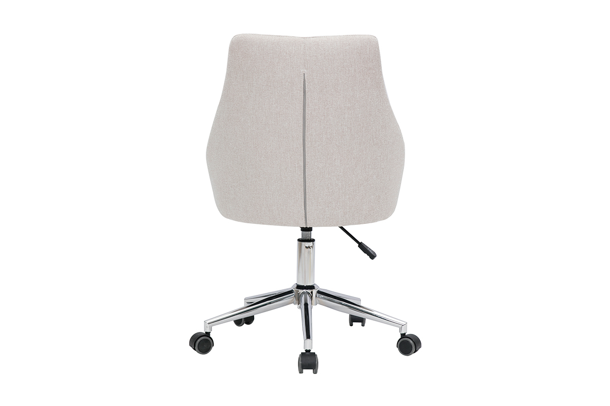 Sedia da ufficio design tessuto effetto velluto testurizzato beige e acciaio cromato BOOMER