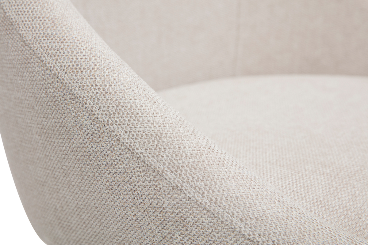 Sedia da ufficio design tessuto effetto velluto testurizzato beige e acciaio cromato BOOMER