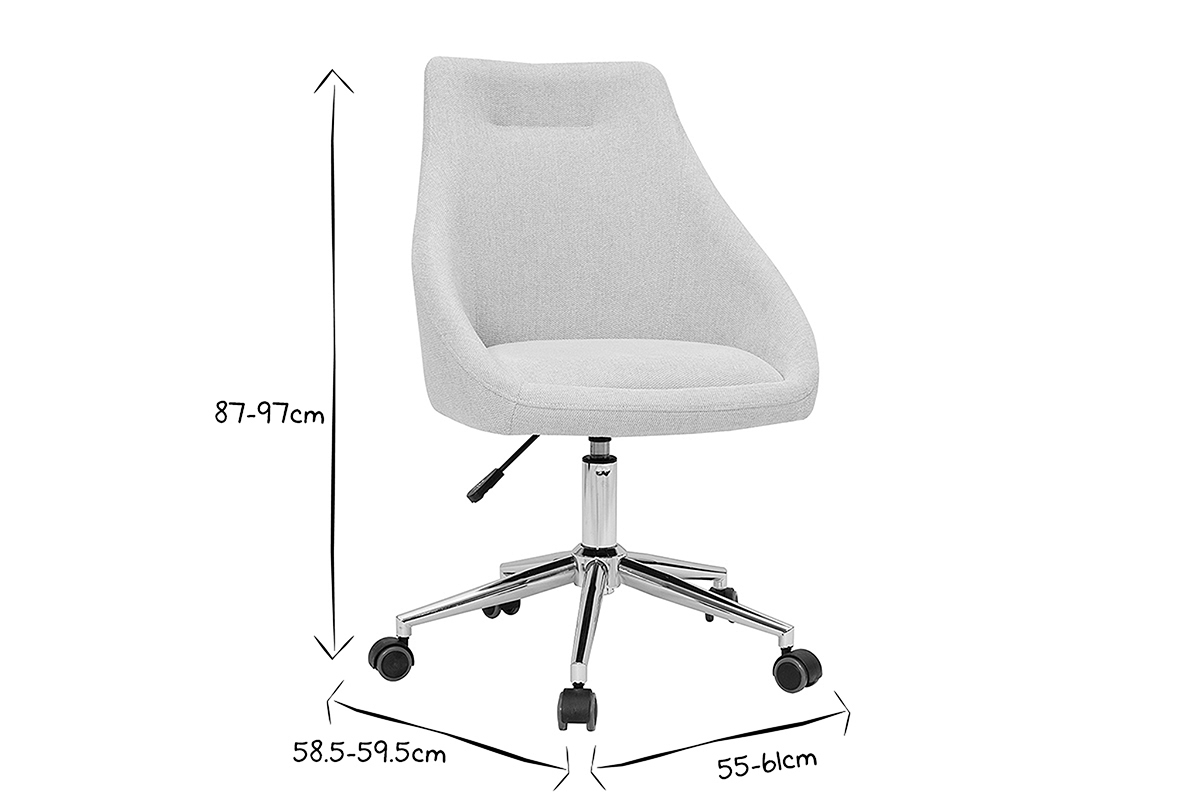 Sedia da ufficio design tessuto effetto velluto testurizzato beige e acciaio cromato BOOMER