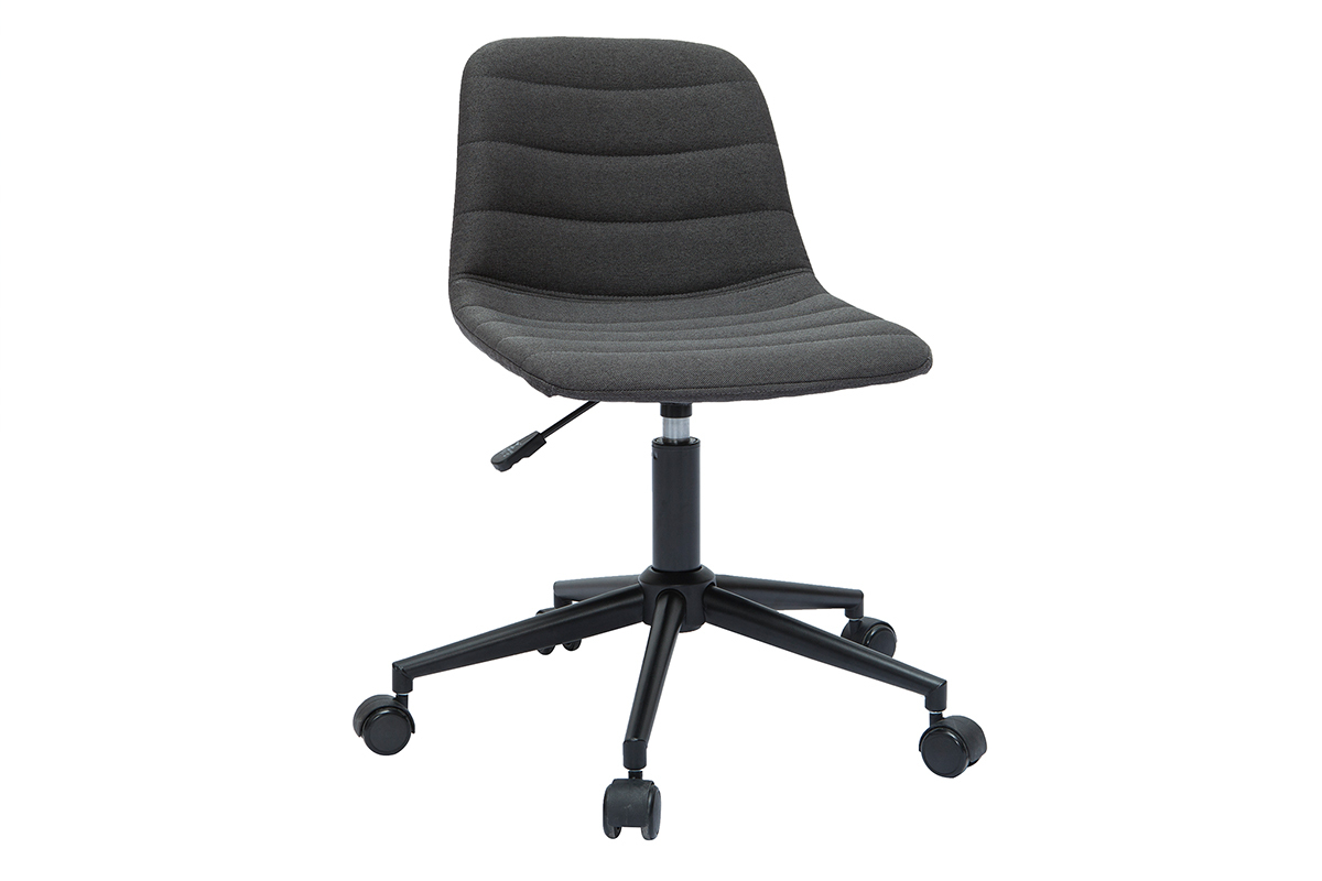 Sedia da ufficio design tessuto grigio antracite e metallo nero SAURY