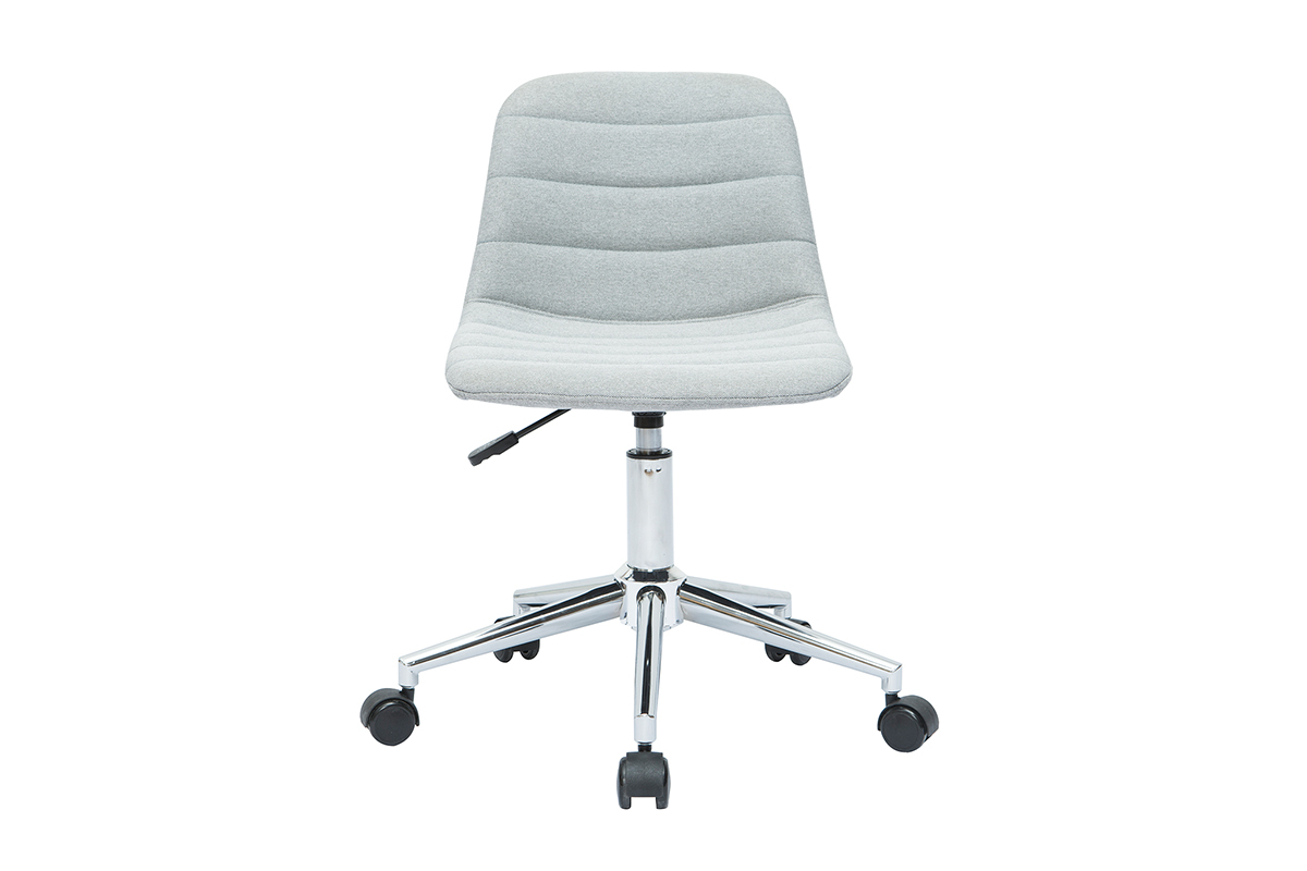 Sedia da ufficio design tessuto grigio chiaro e acciaio cromato SAURY