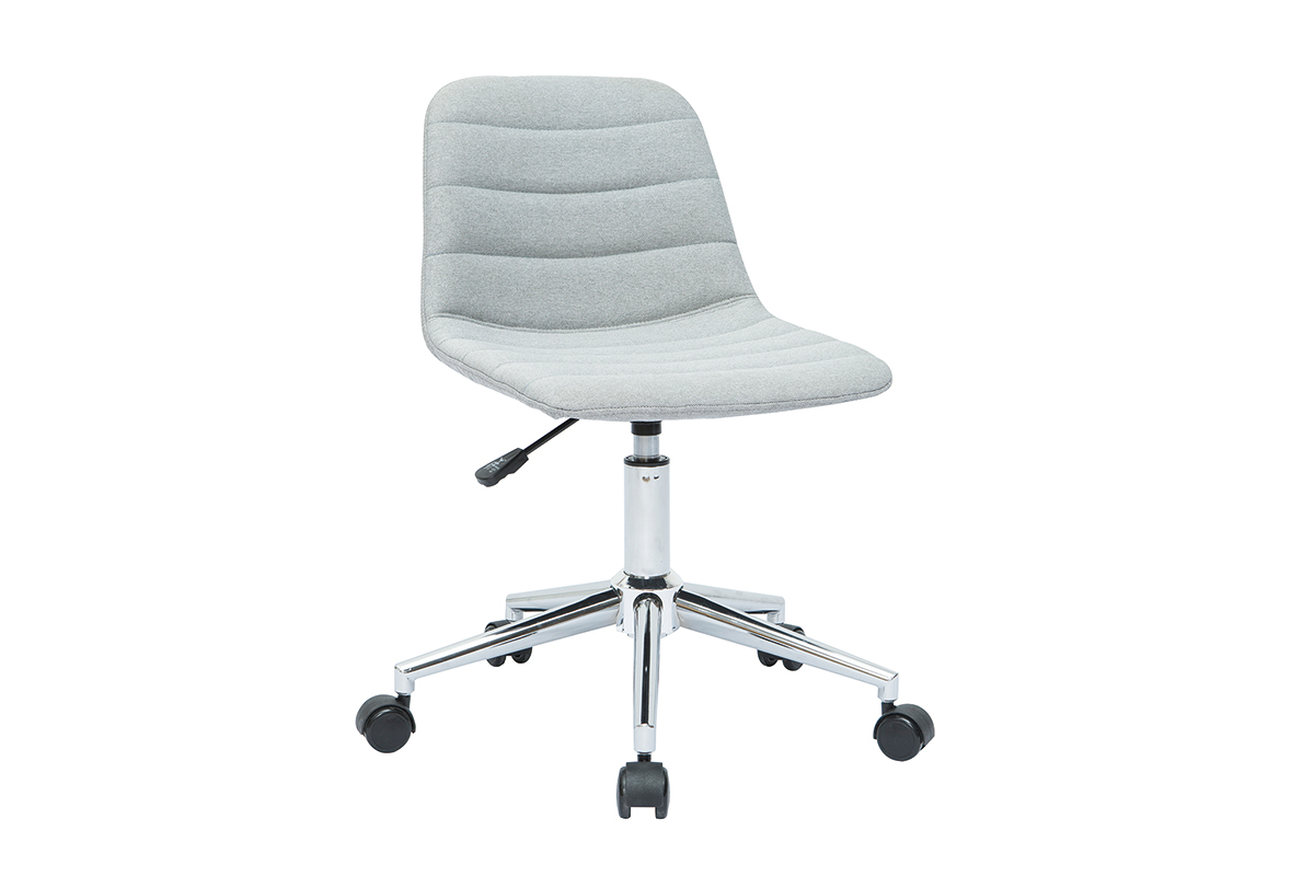 Sedia da ufficio design tessuto grigio chiaro e acciaio cromato SAURY