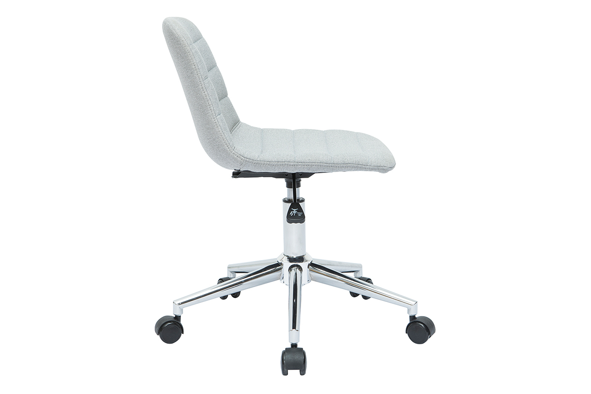 Sedia da ufficio design tessuto grigio chiaro e acciaio cromato SAURY