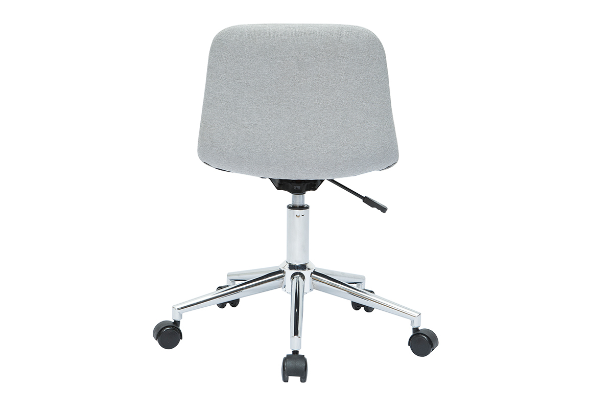 Sedia da ufficio design tessuto grigio chiaro e acciaio cromato SAURY