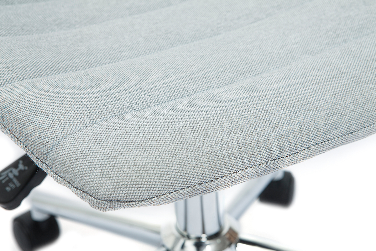 Sedia da ufficio design tessuto grigio chiaro e acciaio cromato SAURY