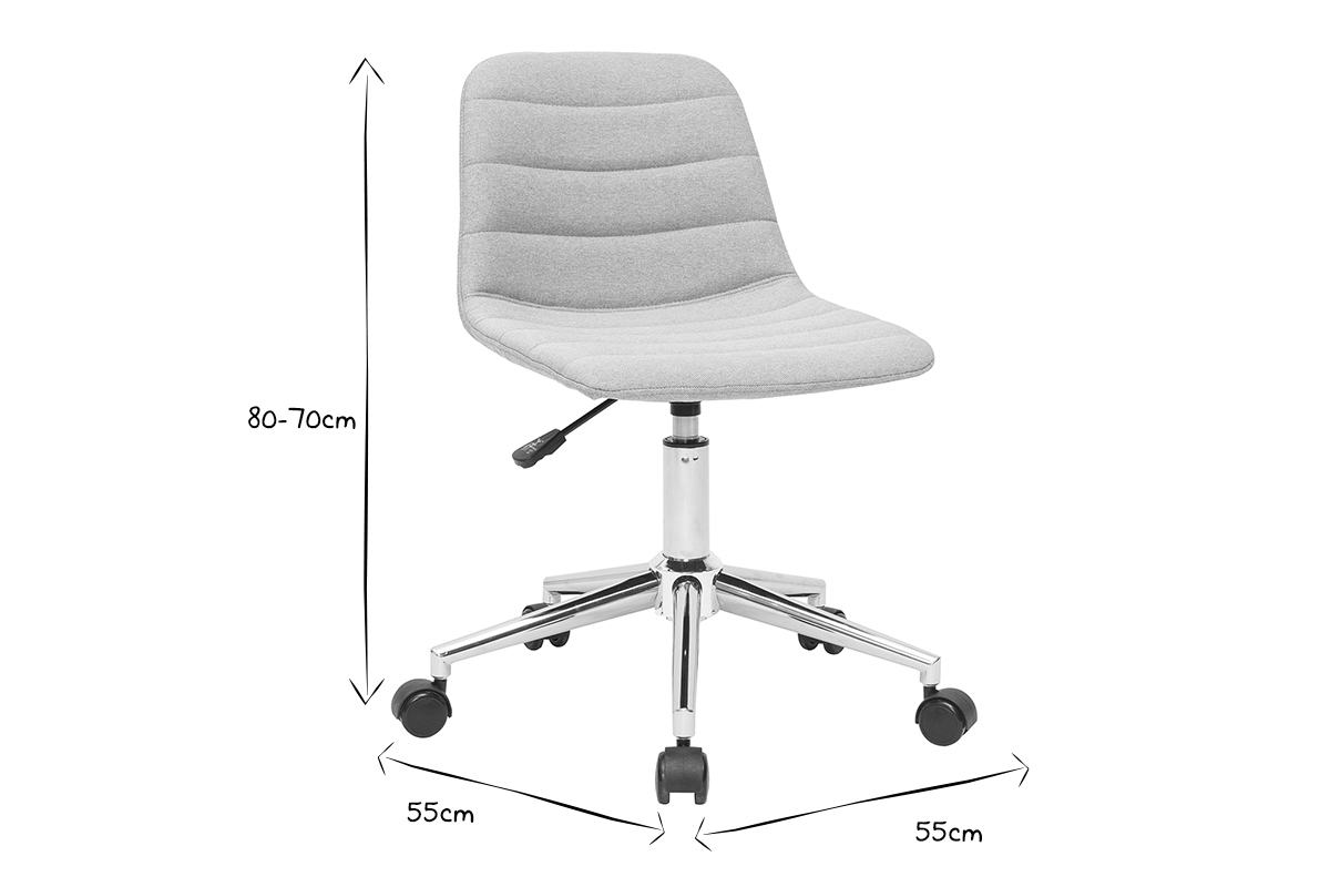 Sedia da ufficio design tessuto grigio chiaro e acciaio cromato SAURY