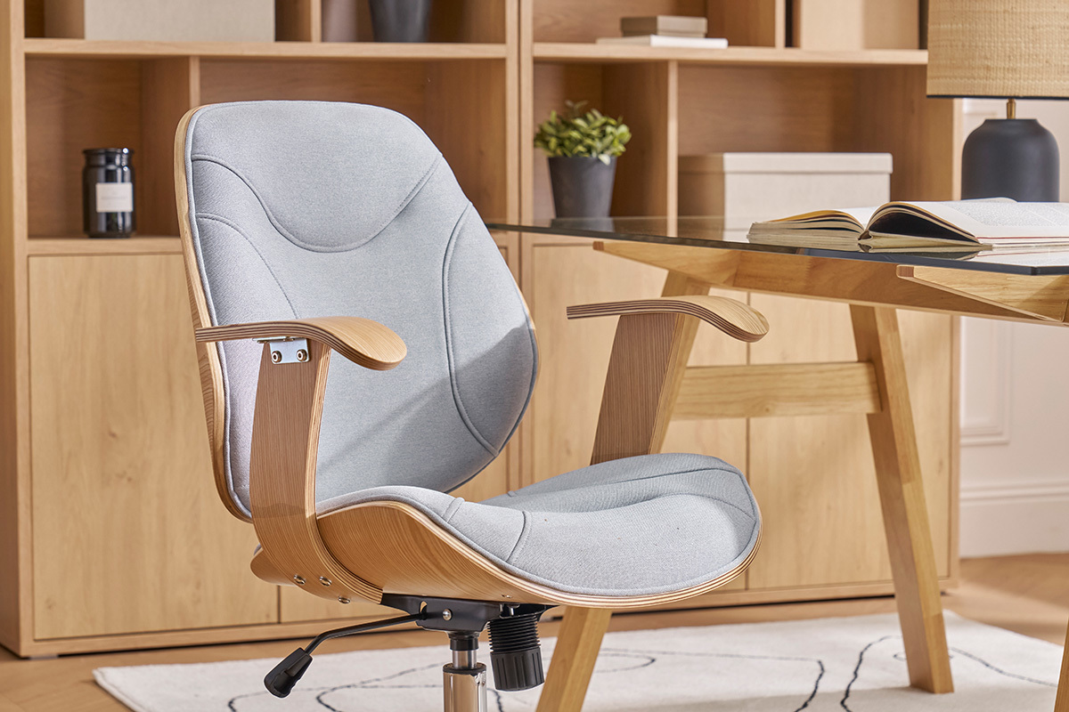 Sedia da ufficio design tessuto grigio chiaro YORKE