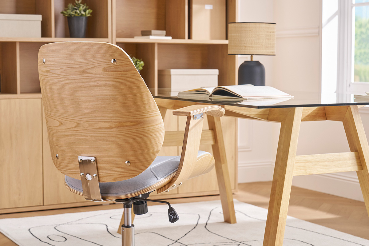 Sedia da ufficio design tessuto grigio chiaro YORKE
