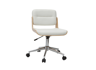 Sedia da ufficio girevole bianco e legno chiaro ARAMON