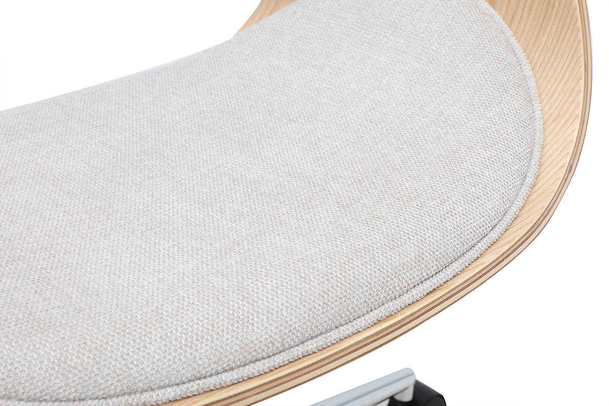 Zoom sulla seduta in tessuto effetto velluto testurizzato beige della sedia da ufficio di design BENT.