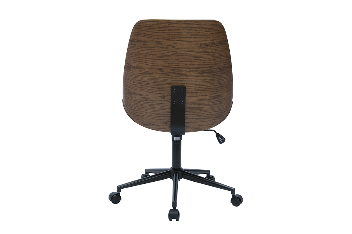 Sedia da ufficio girevole in legno e tessuto effetto velluto beige DOUGLAS