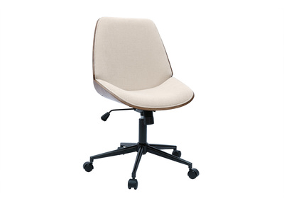 Sedia da ufficio girevole in legno e tessuto effetto velluto beige DOUGLAS