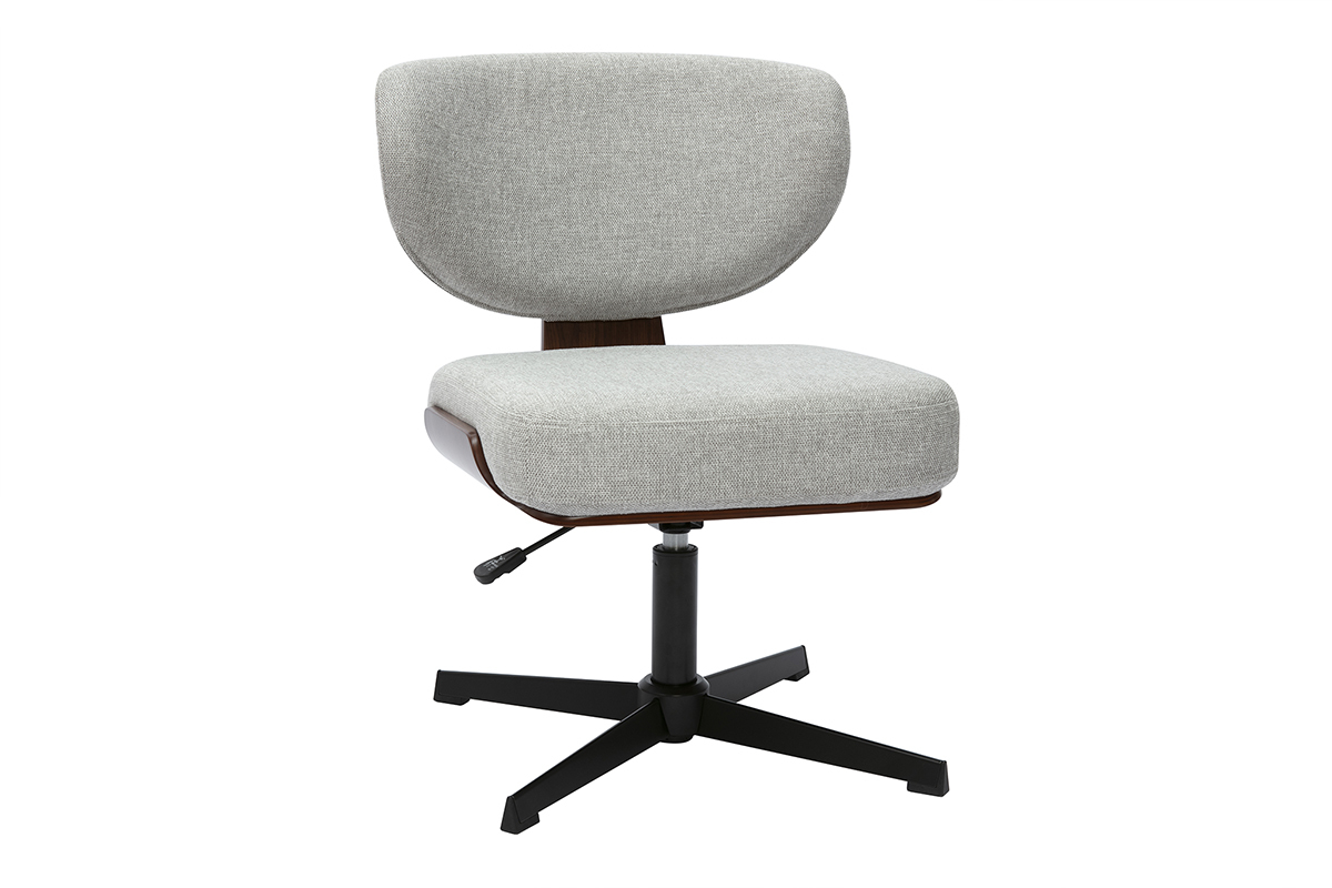 Sedia da ufficio in legno e tessuto effetto velluto grigio HANZ