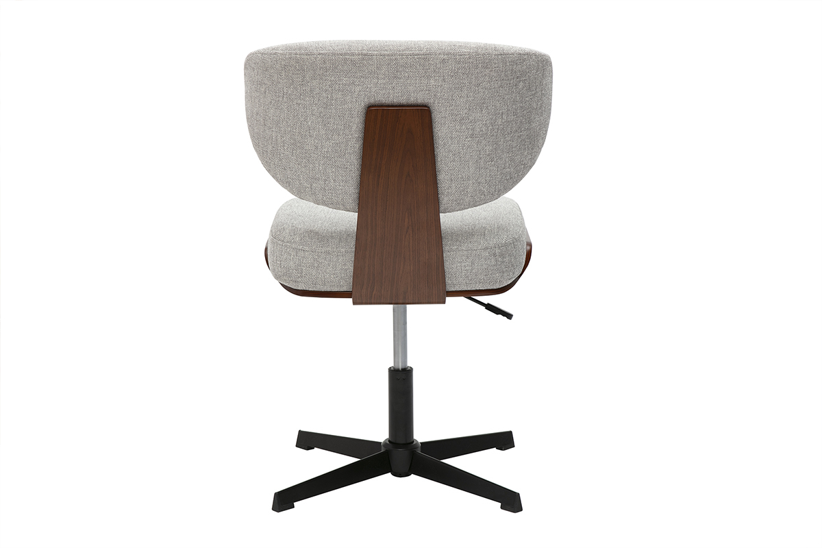 Sedia da ufficio in legno e tessuto effetto velluto grigio HANZ