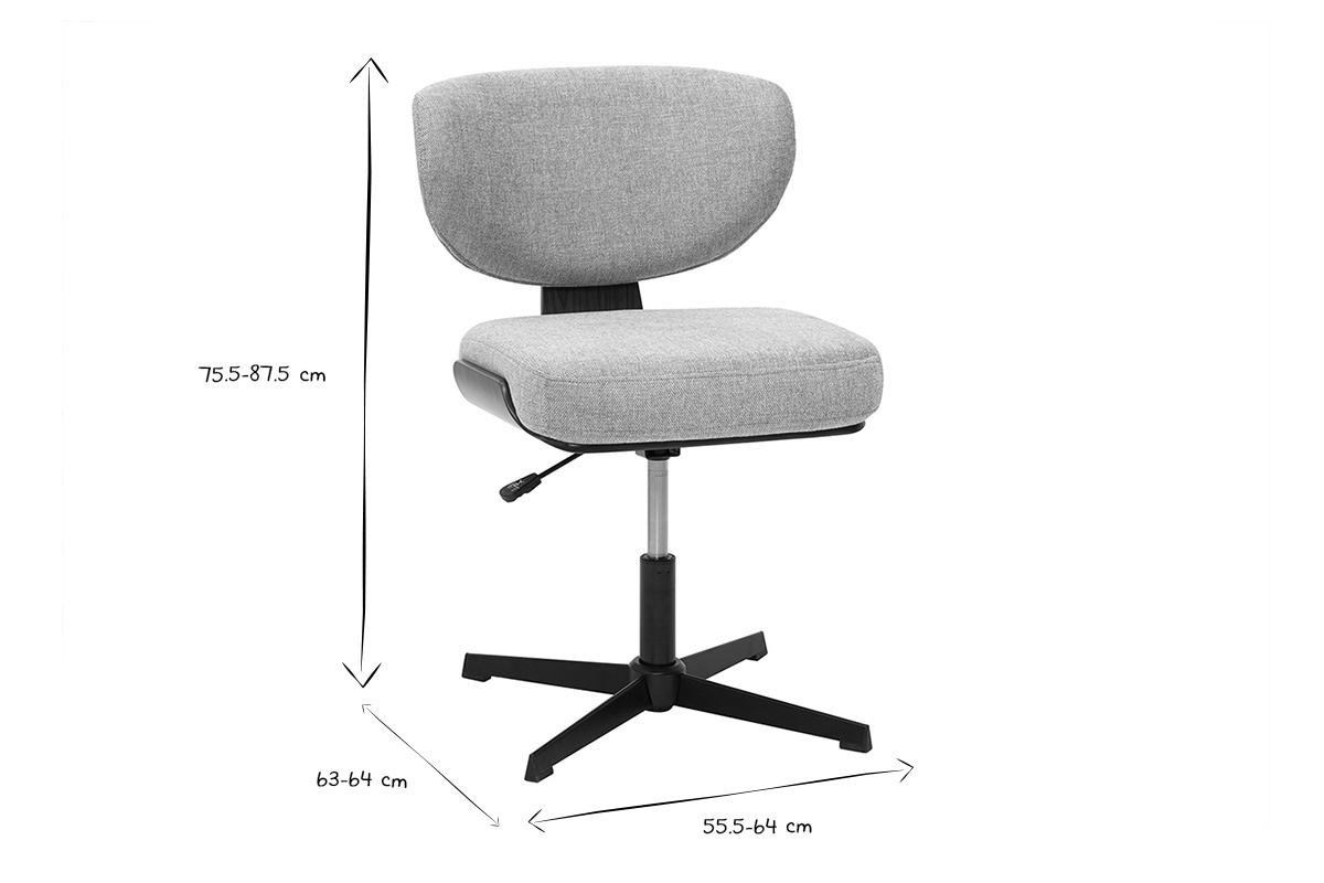 Sedia da ufficio in legno e tessuto effetto velluto grigio HANZ