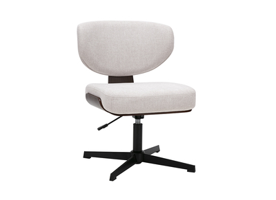 Sedia da ufficio in tessuto effetto velluto strutturato beige e legno scuro noce HANZ