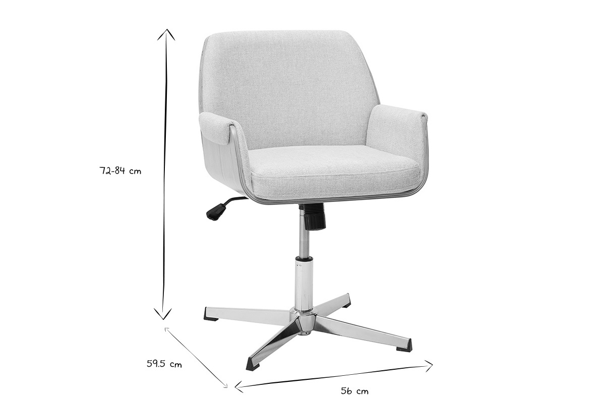 Dimensioni della sedia RIKKI in bianco e nero: altezza 72-84 cm, larghezza 56 cm, profondit� 59,5 cm.