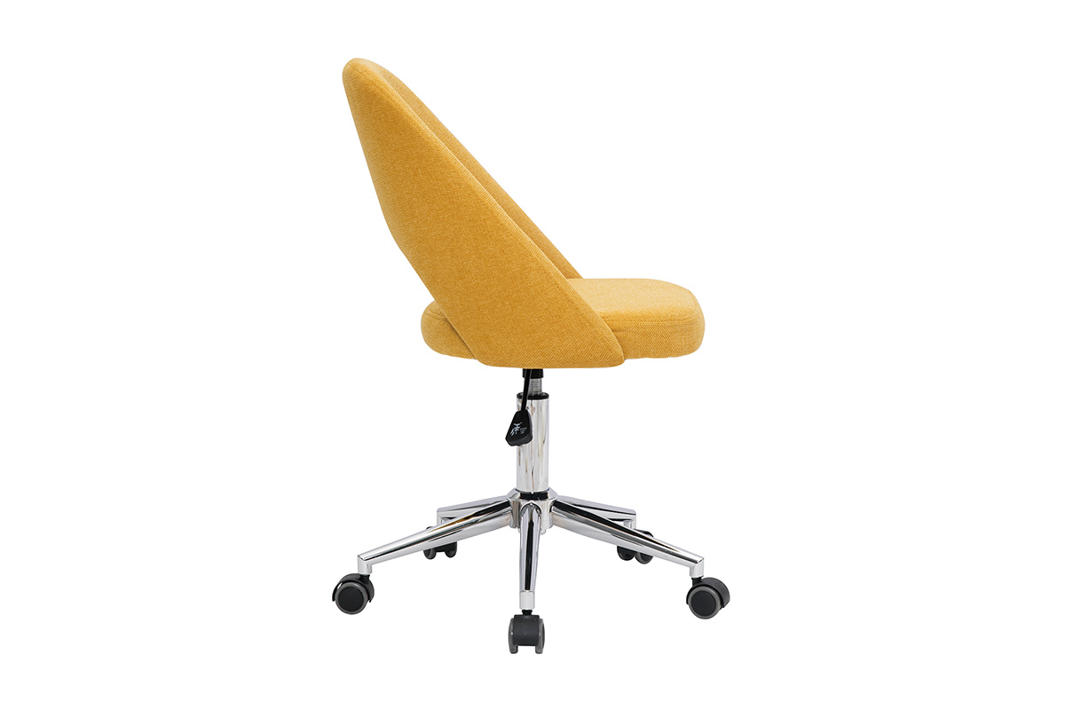 Sedia da ufficio in tessuto effetto velluto testurizzato giallo senape e base cromata COSETTE