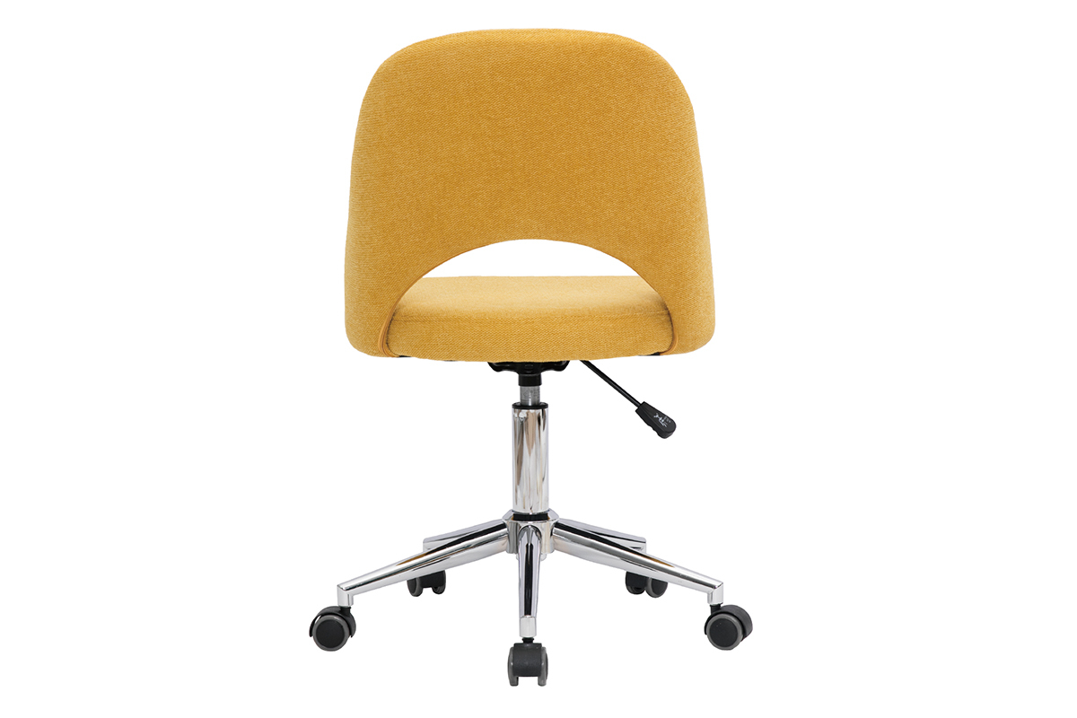 Sedia da ufficio in tessuto effetto velluto testurizzato giallo senape e base cromata COSETTE