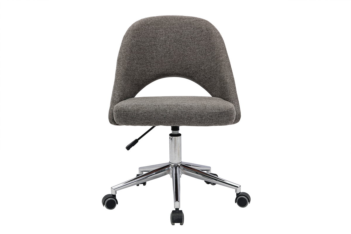Sedia da ufficio in tessuto effetto velluto testurizzato grigio e base cromata COSETTE