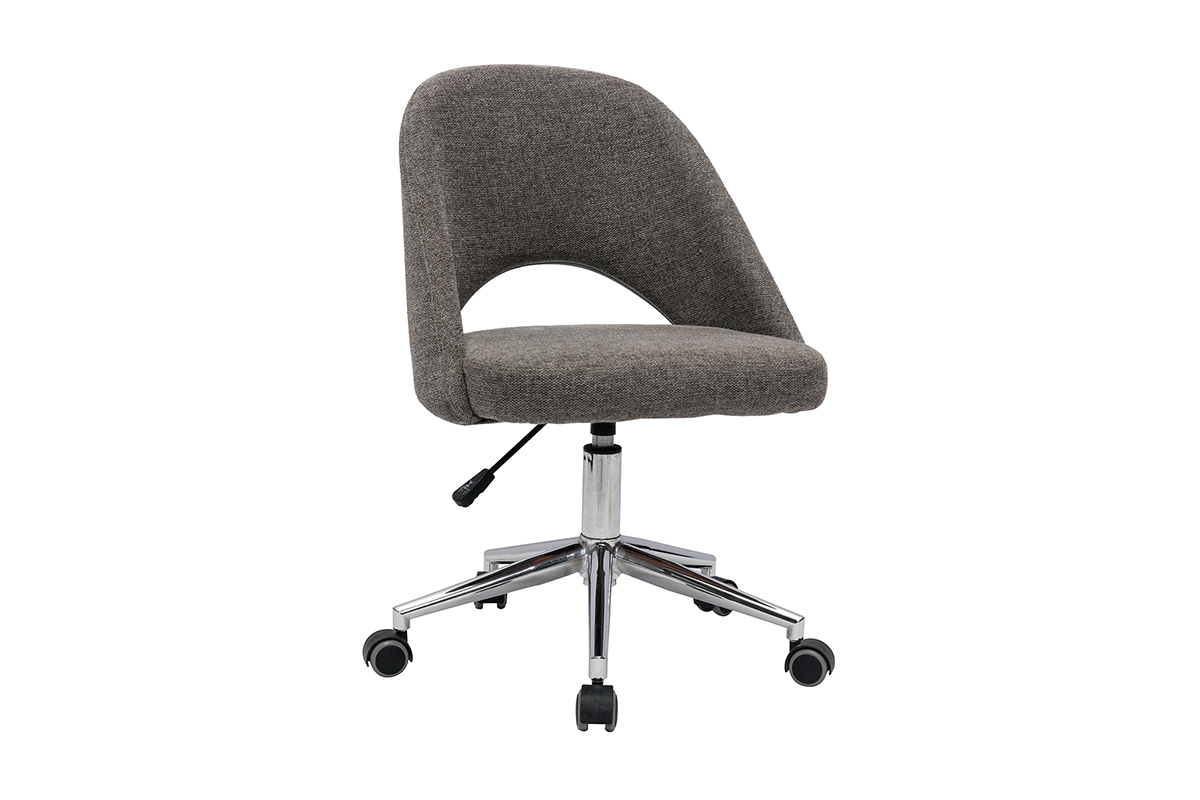 Sedia da ufficio in tessuto effetto velluto testurizzato grigio e base cromata COSETTE