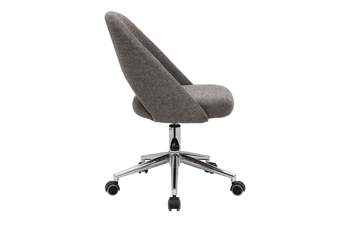 Sedia da ufficio in tessuto effetto velluto testurizzato grigio e base cromata COSETTE