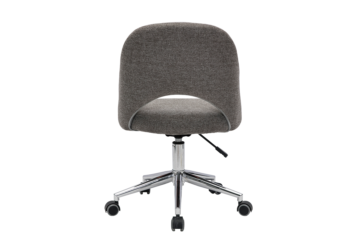 Sedia da ufficio in tessuto effetto velluto testurizzato grigio e base cromata COSETTE