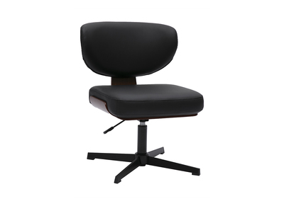 Sedia da ufficio nera e in legno scuro di noce HANZ