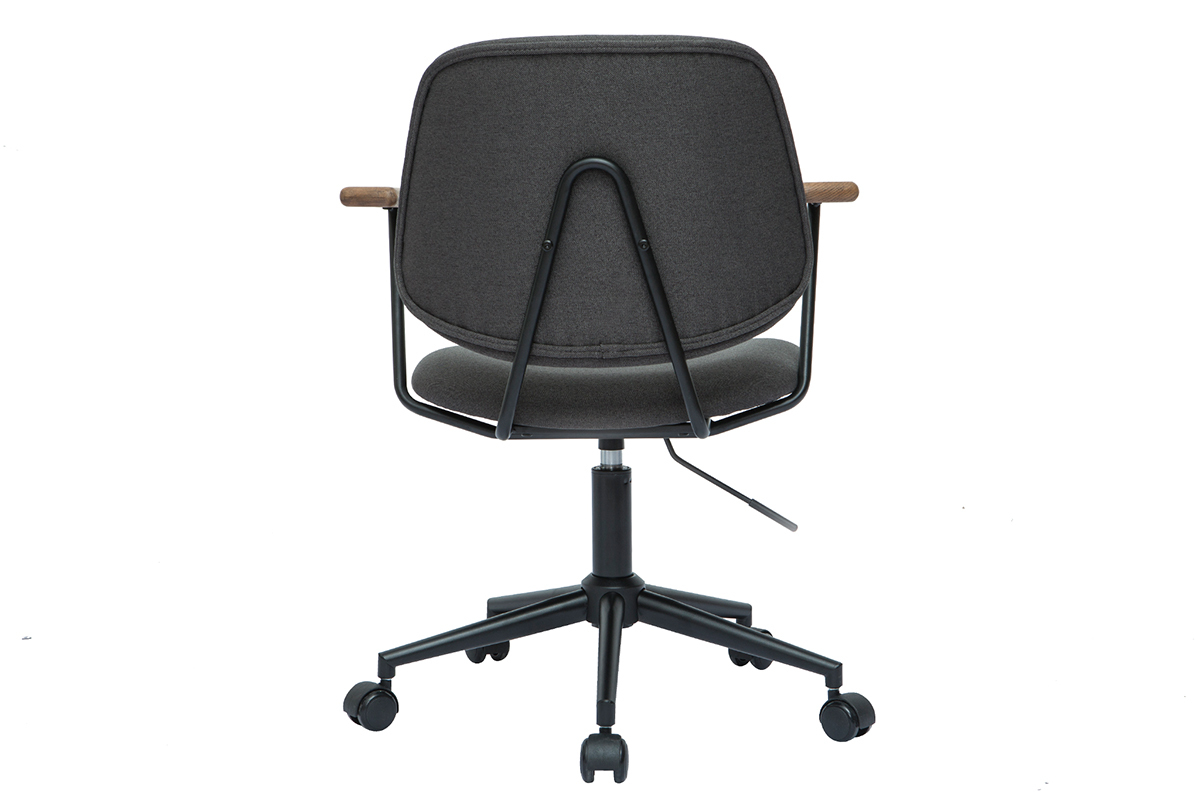 Sedia da ufficio tessuto grigio antracite, massello di rovere e metallo BARNET