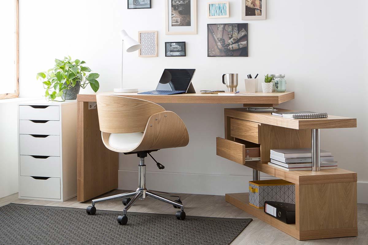Sedia design a rotelle bianca e legno chiaro BENT