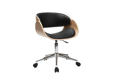 Sedia design a rotelle nera e legno chiaro BENT
