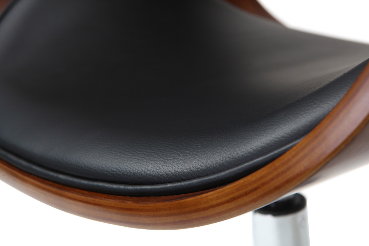 Sedia design a rotelle nera e legno color noce BENT