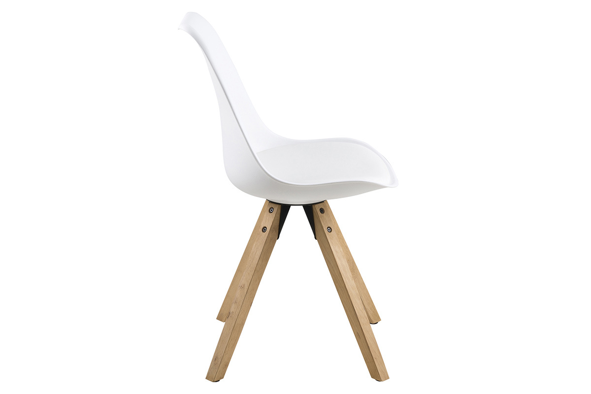 Sedia design bianca con gambe in legno chiaro gruppo di 2 NADJA