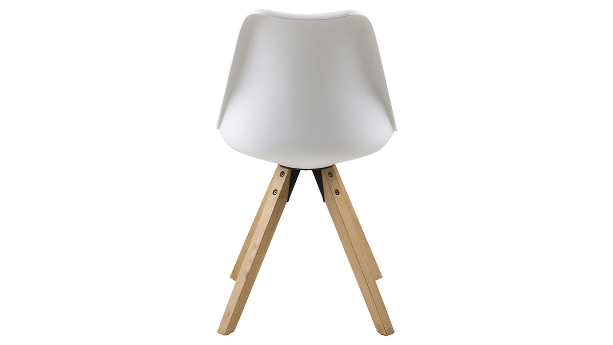 Sedia design bianca con gambe in legno chiaro gruppo di 2 NADJA