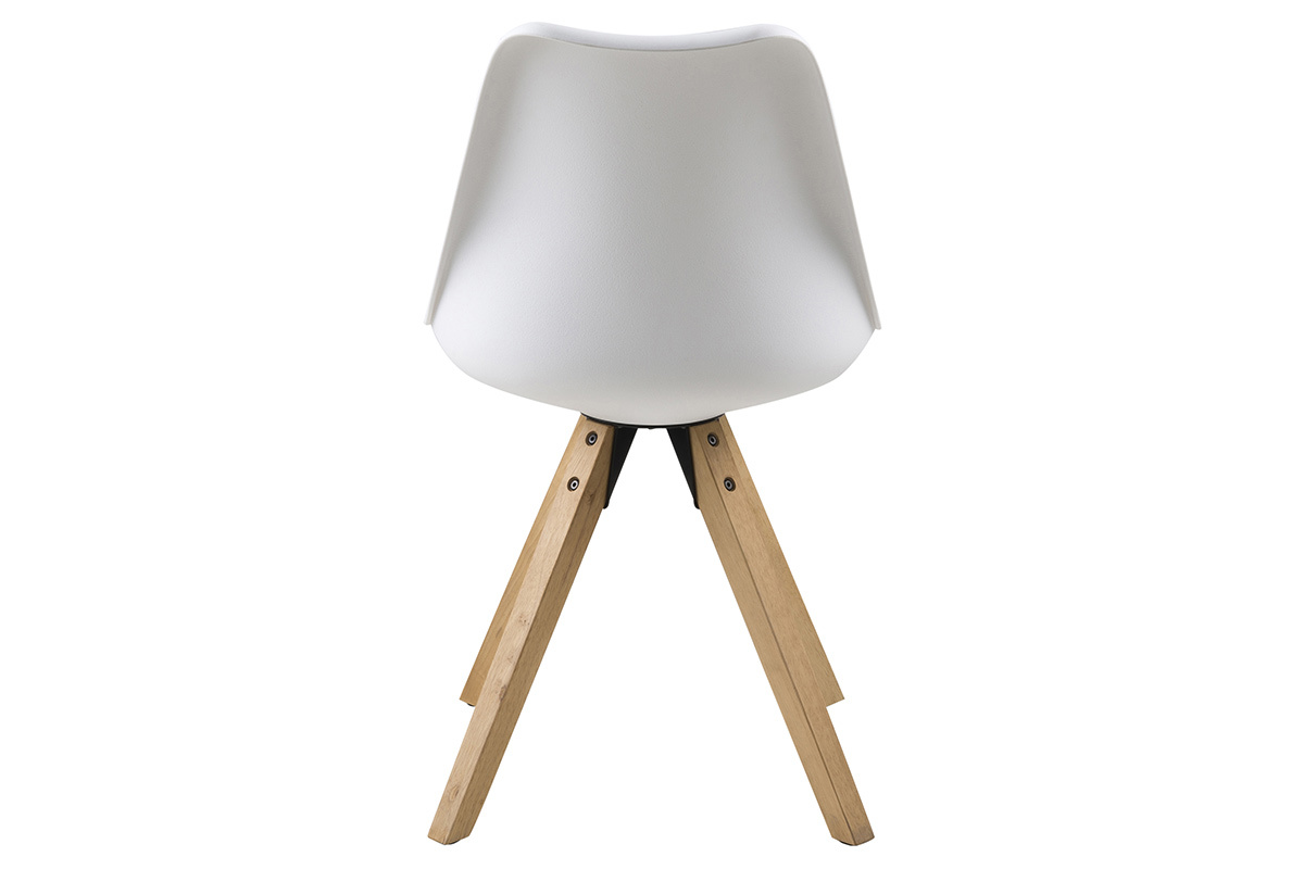 Sedia design bianca con gambe in legno chiaro gruppo di 2 NADJA