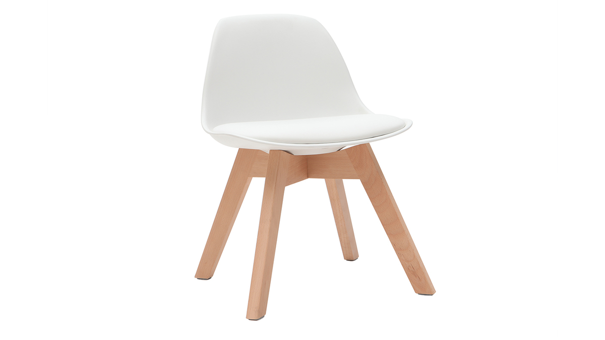 Sedia design bianca con piedi in legno BABY PAULINE