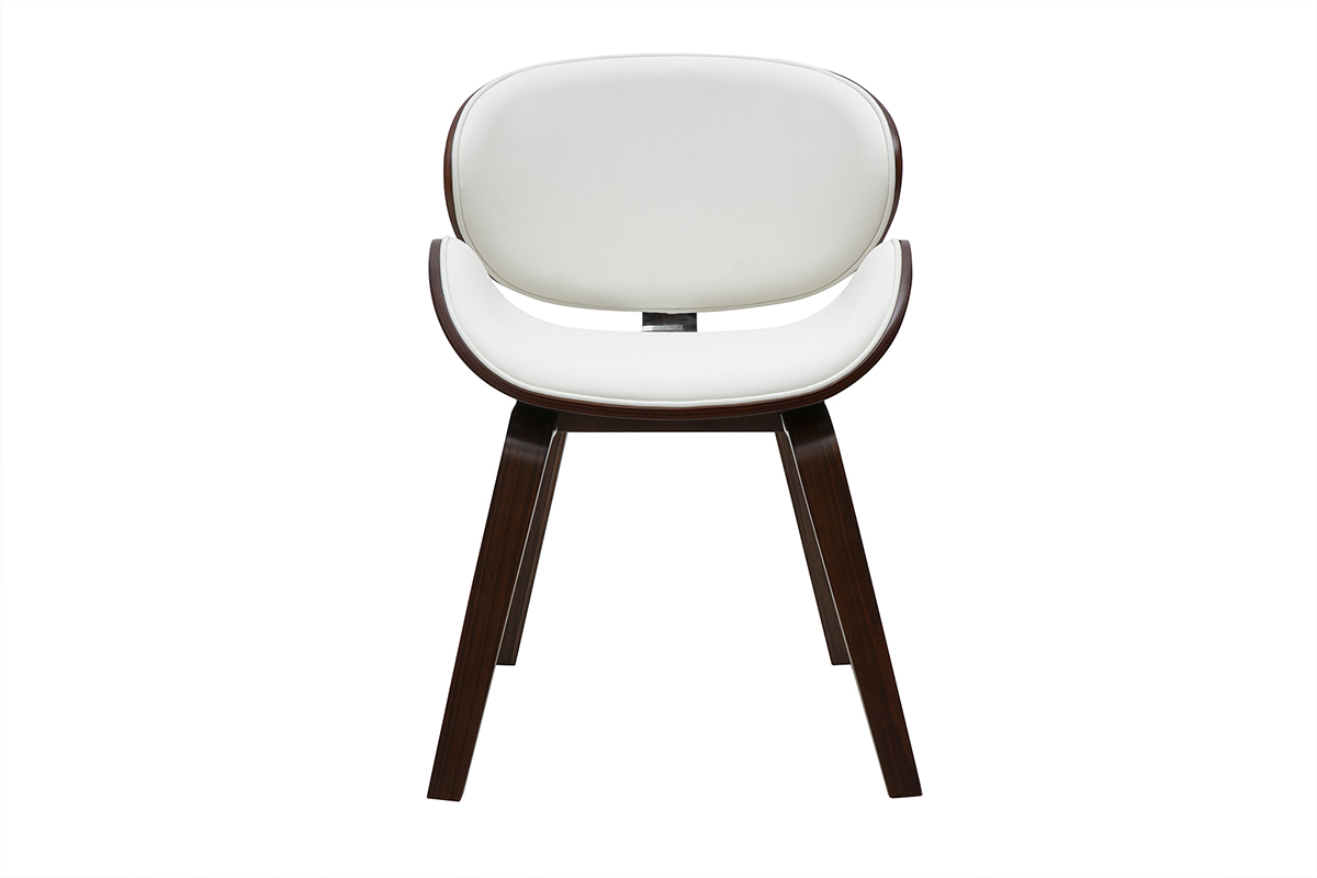 Sedia design bianca e legno scuro noce WALNUT