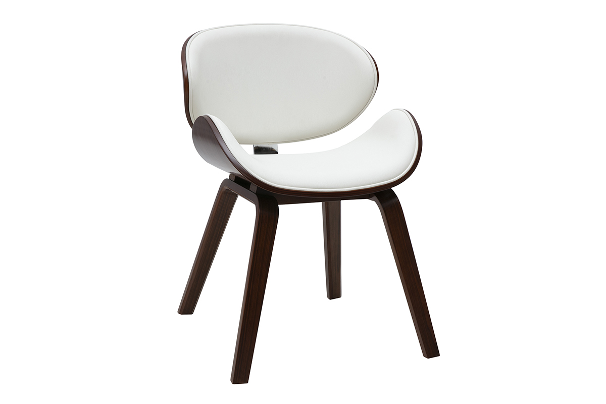 Sedia design bianca e legno scuro noce WALNUT