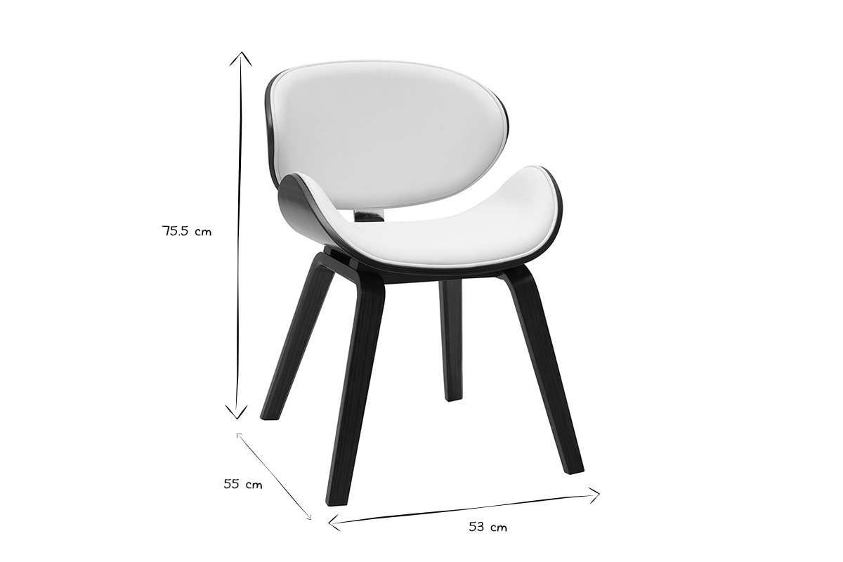 Sedia design bianca e legno scuro noce WALNUT