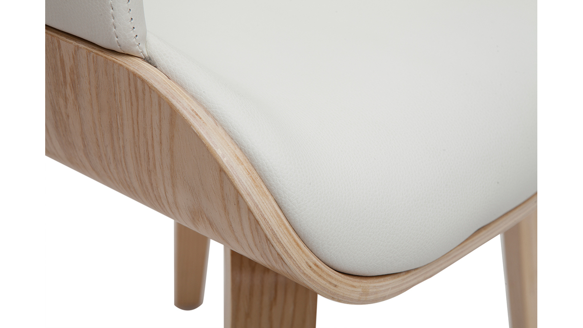 Sedia design bianco e legno chiaro LUCIEN